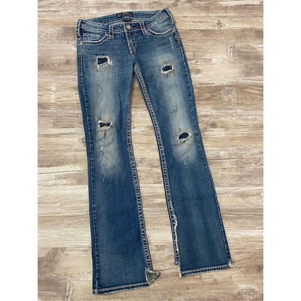 Silver Pioneer Bootcut Jeans Distressed Low Rise Women’s Sz W29 L35